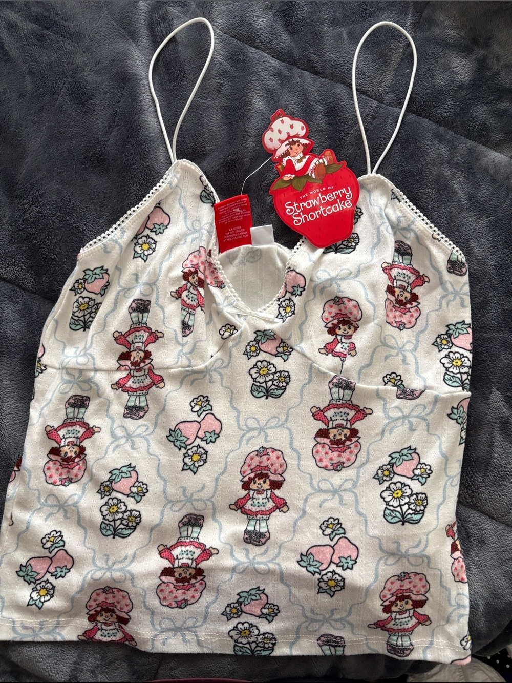 Urban Planet White Tank Top with Pink Strawberry Shortcake Print